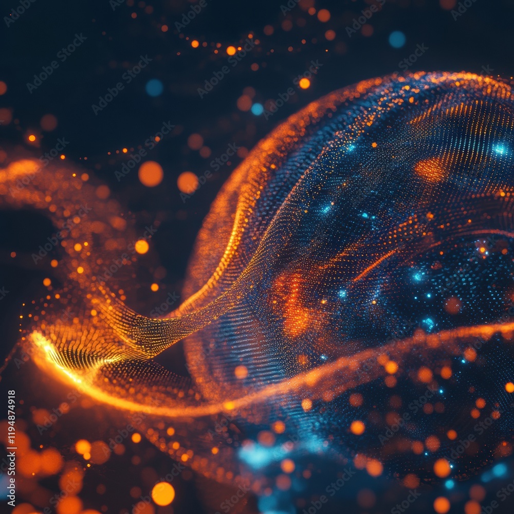 Leinwandbilder glowing digital globe illuminated by flowing lines and vibrant points in a cosmic environment. gener