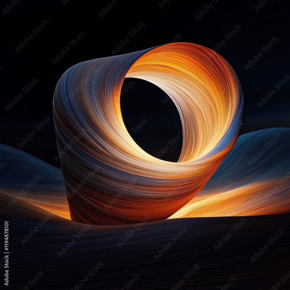 Poster dynamic trails of glowing dust spiraling inward abstract art digital creation dark background close-