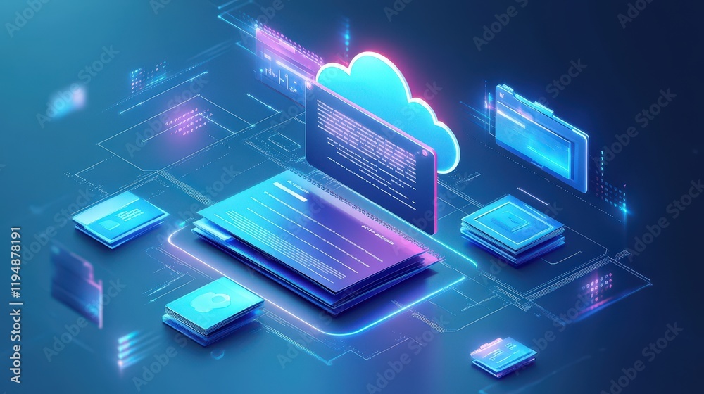 Poster digital cloud storage with online documentation and data management for enhanced user accessibility 