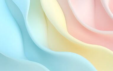 A calming pastel gradient with hues of rose quartz, baby blue, and lemon sorbet merging into soft curves.