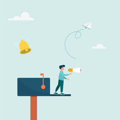 Marketing messages or subscription alerts. Email newsletter notification, vector illustration.
