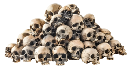 pile of skulls isolated on white background