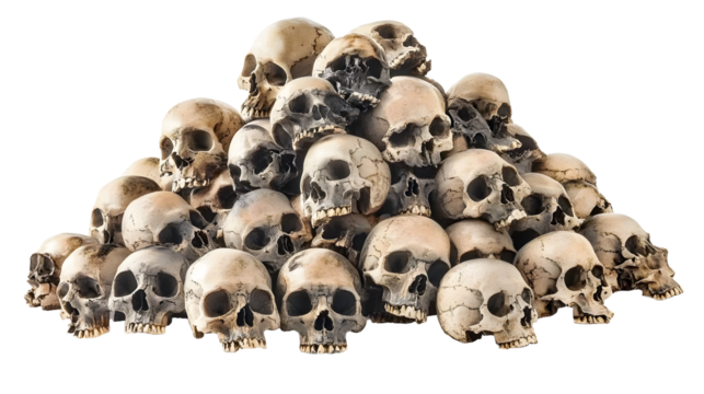 pile of skulls isolated on white background - Powered by Adobe