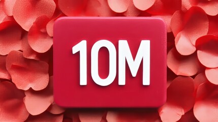 10 Million Celebration Red Background with Rose Petals and Text for Subscriber Milestone