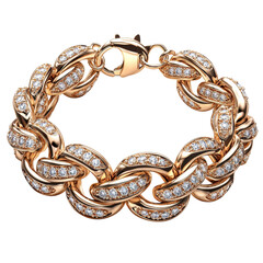 Elegant Gold Bracelet with Sparkling Diamonds Isolated on transparent background
