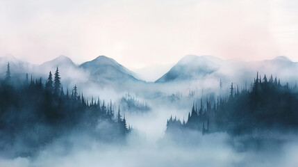 Obraz premium Mountains in the fog