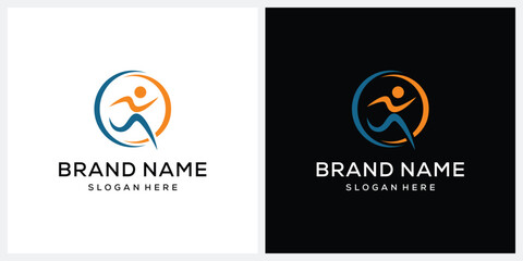 running people logo design vector