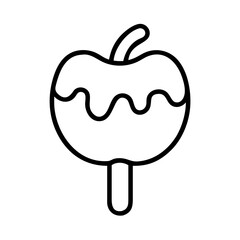 candy apple icon, candy apple line art - simple line art of candy apple, perfect for candy apple logos and icons and themed design 