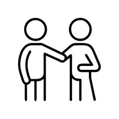 character meet and greet icon, character meet and greet line art - simple line art of character meet and greet, perfect for character meet and greet logos and icons and themed design 