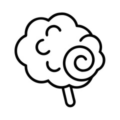 cotton candy swirl icon, cotton candy swirl line art - simple line art of cotton candy swirl, perfect for cotton candy swirl logos and icons and themed design 