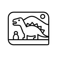 dinosaur themed attraction icon, dinosaur themed attraction line art - simple line art of dinosaur themed attraction, perfect for dinosaur themed attraction logos and icons and themed design 