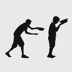 Hungry man  image silhouette vector art and illustration