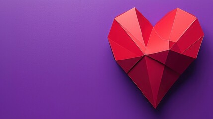 3D Red Heart on Minimalist Purple Background: Love and Valentine’s Day Themed Design