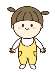 にっこり笑顔の女の子のシンプルイラスト
