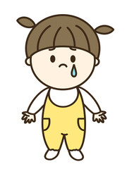 泣いている女の子シンプルイラスト