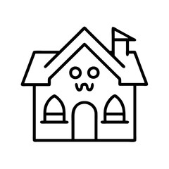 haunted house icon, haunted house line art - simple line art of haunted house, perfect for haunted house logos and icons and themed design 