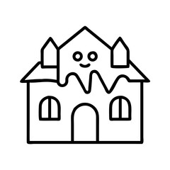 haunted house icon, haunted house line art - simple line art of haunted house, perfect for haunted house logos and icons and themed design 