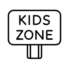 kids zone sign icon, kids zone sign line art - simple line art of kids zone sign, perfect for kids zone sign logos and icons and themed design 