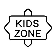 kids zone sign icon, kids zone sign line art - simple line art of kids zone sign, perfect for kids zone sign logos and icons and themed design 