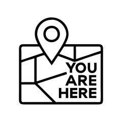 map with you are here sign icon, map with you are here sign line art - simple line art of map with you are here sign, perfect for map with you are here sign logos and icons and themed design 