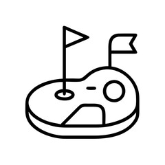 mini golf course icon, mini golf course line art - simple line art of mini golf course, perfect for mini golf course logos and icons and themed design 