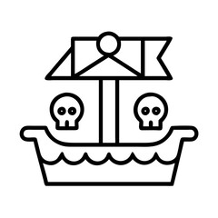 pirate themed ride icon, pirate themed ride line art - simple line art of pirate themed ride, perfect for pirate themed ride logos and icons and themed design 