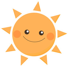 笑顔の太陽のゆるかわイラスト　オレンジ