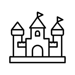 theme park castle icon, theme park castle line art - simple line art of theme park castle, perfect for theme park castle logos and icons and themed design 