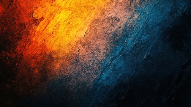 Abstract background featuring a diagonal color split of warm orange and cool blue hues