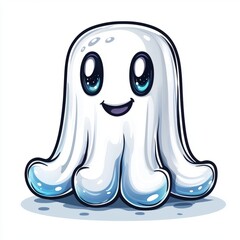 Obraz premium Adorable Cartoon Ghost With Big Eyes And A Smile