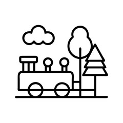 train ride through park icon, train ride through park line art - simple line art of train ride through park, perfect for train ride through park logos and icons and themed design 