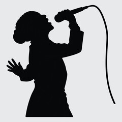  Woman singer image silhouette vector art and illustration