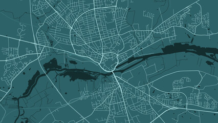 Blue Randers map, city in Denmark. Streetmap, municipality area.