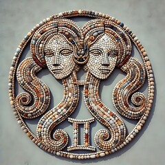 Obraz premium Beautifully made signs of the zodiac, in the technique of stone mosaic