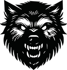 Angry Dog head vector silhouettes illustration design, isolated white background. Logo type, Tee shirt, statue design illustration vector.