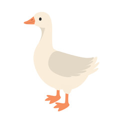 cute white goose or duck icon - vector illustration