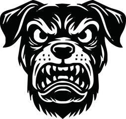 Angry Dog head vector silhouettes illustration design, isolated white background. Logo type, Tee shirt, statue design illustration vector.