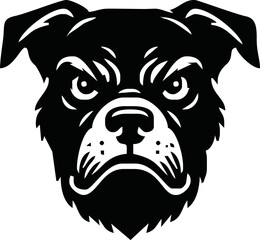 Angry Dog head vector silhouettes illustration design, isolated white background. Logo type, Tee shirt, statue design illustration vector.