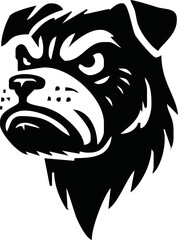 Angry Dog head vector silhouettes illustration design, isolated white background. Logo type, Tee shirt, statue design illustration vector.