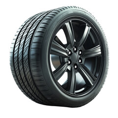 Obraz premium Sleek Black Tire with Alloy Rim Design Isolated on transparent background