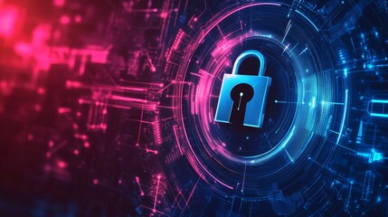 Fototapeta premium Minimalistic Cyber Security Background with Digital Elements