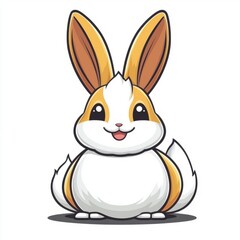 Obraz premium Adorable Cartoon Bunny with Orange Accents