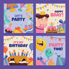 Colorful Birthday Celebration Illustrations