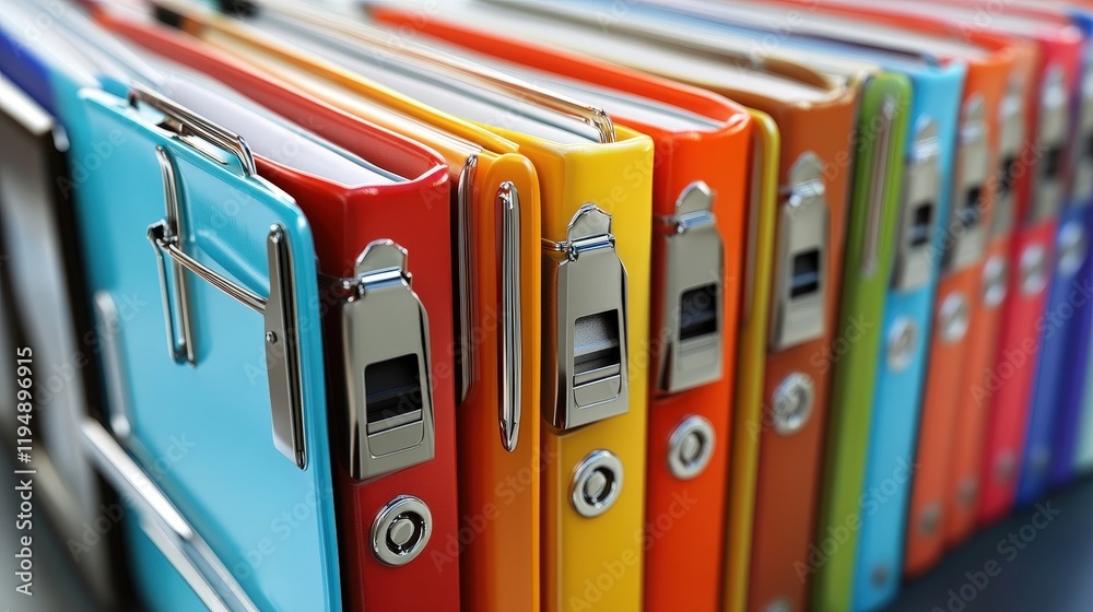 Poster vibrant collection of colorful file folders organized on a desk ready for use in efficient document 