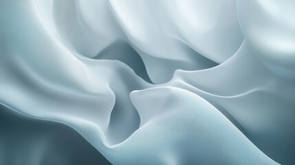 Fototapeta premium Soft blue fabric gently drapes to create flowing waves and textures in serene light