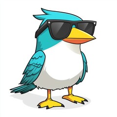 Obraz premium Cool Bird Wearing Sunglasses Cartoon Illustration