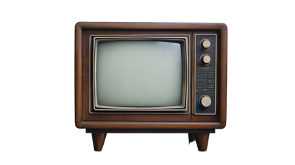 Vintage tv - antique wooden box television isolated for object. retro technology