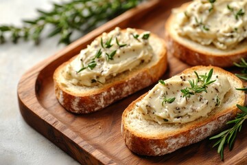 Delicious truffle butter spread on toasted sourdough culinary delight rustic kitchen tasty appetizer gourmet experience savory flavor profile
