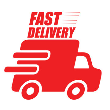 Fast delivery truck symbol sign isloated on white background