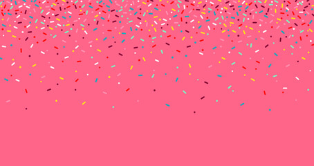 Colorful sprinkles banner background, colorful falling decorative sprinkles background